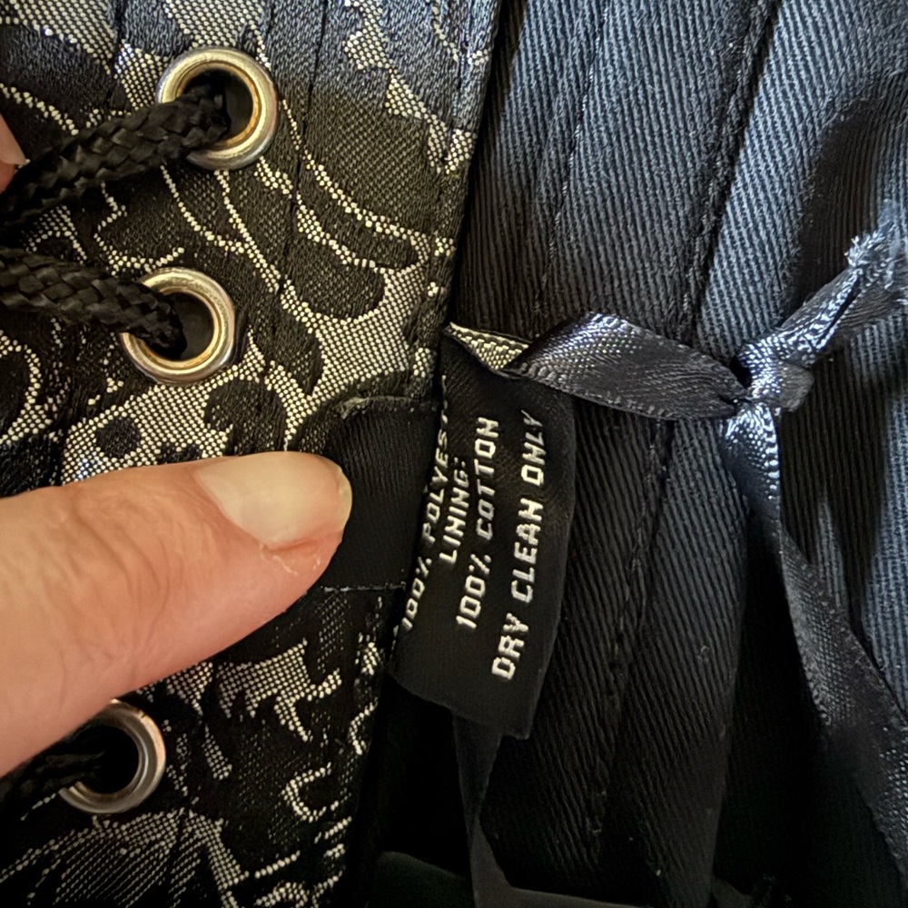 Silver and black brocade steel boned underbust corset - Picture 7 of 8